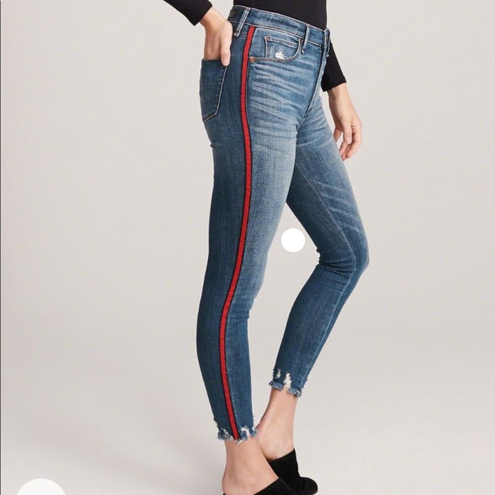 Abercrombie Simone high rise ankle stripe jeans 30